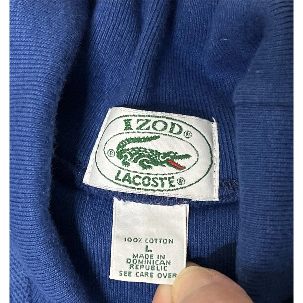 Vintage Izod Lacoste Turtleneck Sweater Mens L Blue 70s Preppy 100% Cotton